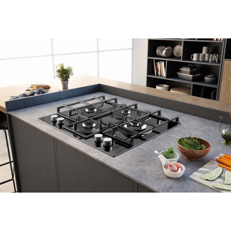 H.ARISTON - Placa Cristal Gás HAGS 62F/BK