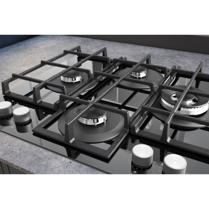 H.ARISTON - Placa Cristal Gás HAGS 62F/BK