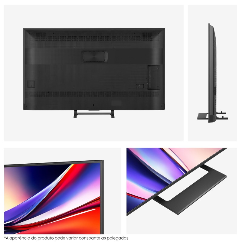 Hisense A7Q 65A7Q QLED TV Plano 165,1 cm (65") 4K Ultra HD, Smart TV, Wi-Fi, Ethernet, LAN, Bluetooth, Preto - 6942351420615