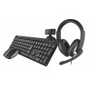 Pack 4 En 1 Trust Qoby Home Office Set Webcam + Teclado Inalámbrico + Ratón Inalámbrico + Auriculares Con Micrófono - 8713439240429