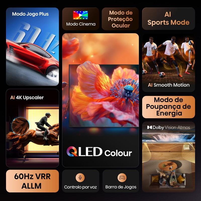 Hisense 50E7Q QLED TV Plano 127 cm (50") 4K Ultra HD, Smart TV, Wi-Fi, Ethernet, LAN, Bluetooth, Preto - 6942351418636