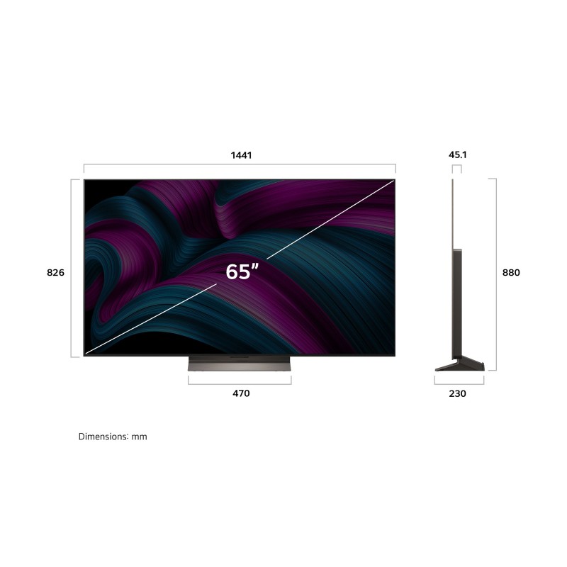 LG OLED65C56LB OLED evo AI TV Plano 165,1 cm (65") 4K Ultra HD, Smart TV, Wi-Fi, Ethernet, LAN, Bluetooth, Preto, Castanho - OLED65C56LB.AEU - 8806096363430