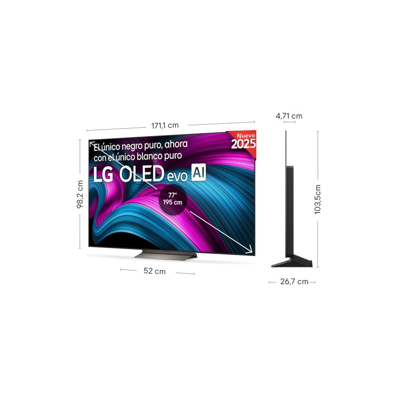 LG OLED65C5ELB OLED evo AI TV Plano 165,1 cm (65") 4K Ultra HD, Smart TV, Wi-Fi, Ethernet, LAN, Bluetooth, Preto - OLED65C5ELB.AEU - 8806096399330