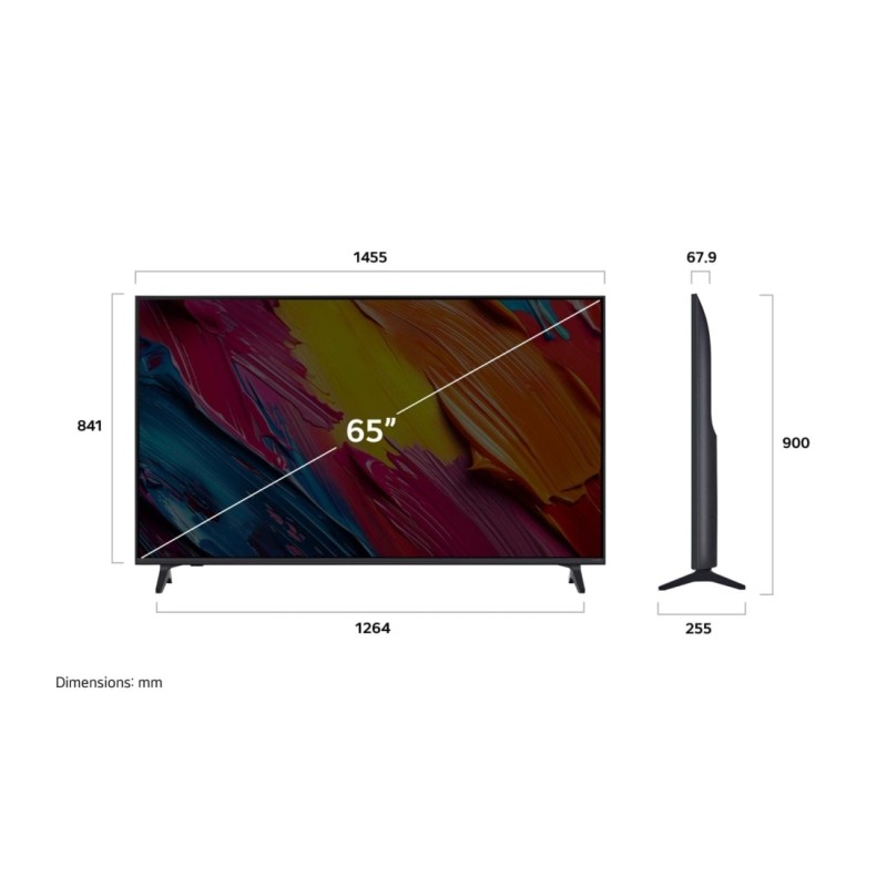 LG 65QNED70A6A QNED AI TV Plano 165,1 cm (65") 4K Ultra HD, Smart TV, Wi-Fi, Ethernet, LAN, Bluetooth, Preto - 65QNED70A6A.AEU - 8806096456842