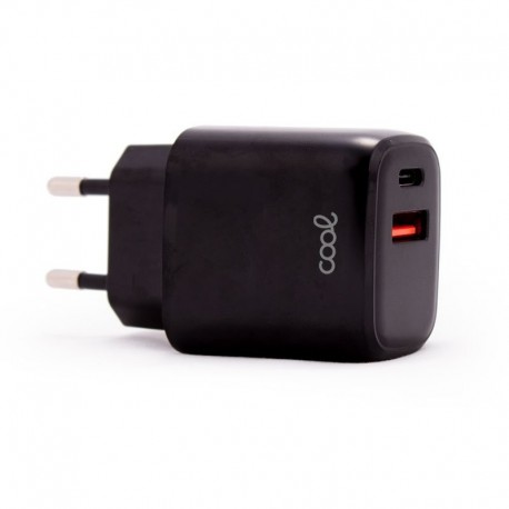 COOL Carregador Rede Universal Carregador Rápido PD Dual Tipo-C / USB 20 W Preto - 8434847055718