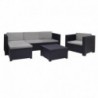 Sp Berner Manhattan Grafite Conjunto para Jardim / Terraço com 1 Sofá com Chaise Longue, 1 Poltrona e 1 Mesa de Centro, Resina Resistente aos UV / Chuva - 8410474554268