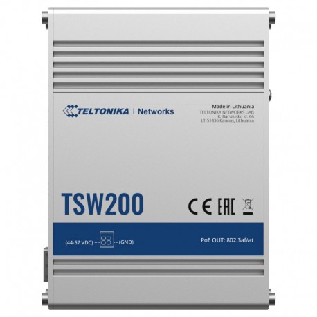 Teltonika TK-TSW200 Teltonika Switch PoE não gerenciado Industrial 8 portas RJ45 Gigabit Ethernet +2 Gigabit SFP - 4779051840120