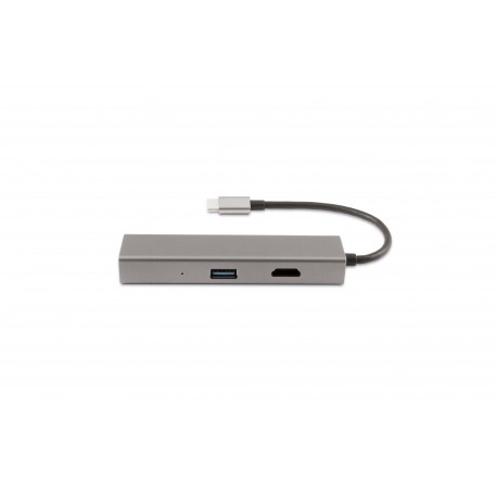 HUB USB 4 Portas CoolBox MINIDOCK4 USB-C Com 3 USB 3.0 Type A. 1 HDMI. 1 RJ45 Gigabit - 8436556140211