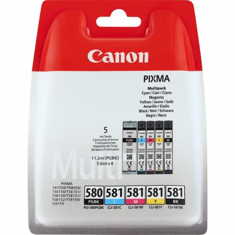 Tinteiro CANON PGI-580/CLI-581 Pack 5 Cores Blister - PIXMA TS - 8714574652160