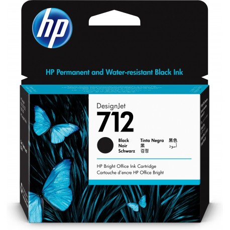 HP Tinteiro Preto 712 DesignJet de 80 ml, Black Designjet Ink - 0193905352852