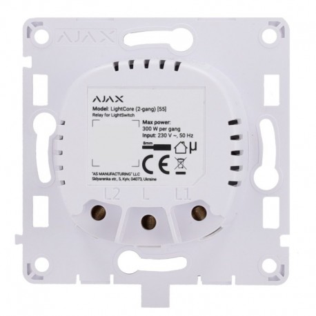 Ajax AJ-LIGHTCORE-2G Rele para interruptor de luz inteligente doble Inalambrico 868 MHz Jeweller - 4823114029295