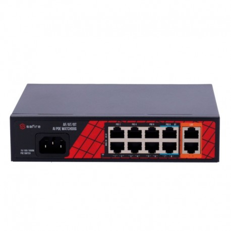 Safire SF-SW1008HIPOE-H-120 Safire Switch Hi-PoE 8 portas PoE + 2 Uplink RJ45 - 8435325473956