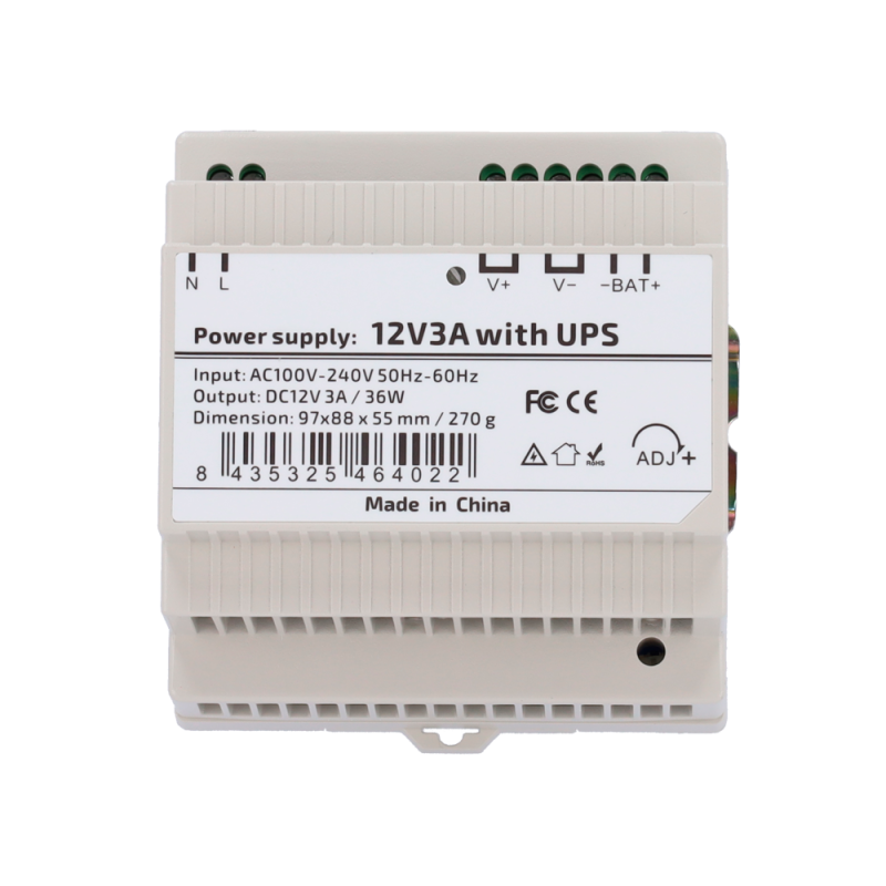 DC12V3A-DIN-UPS-P