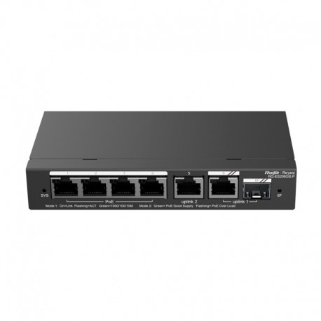 Reyee RG-ES206GS-P Reyee Switch PoE Cloud 4 Portas PoE + 2 Rj45 + 1 Portas SFP Combo - 6971693275812