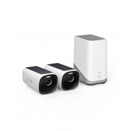 Eufy EUFY-CAM3-S330 Kit 2 Camaras solares + 1 HomeBase Eufy da Anker 4K /Deteçao de humanos. animais de estimaçao e veiculos - 0194644107277