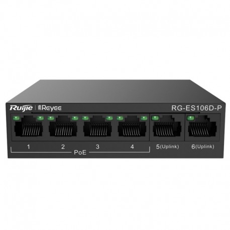 Reyee RG-ES106D-P Reyee PoE Desktop Switch Caixa metalica - 6971693271692