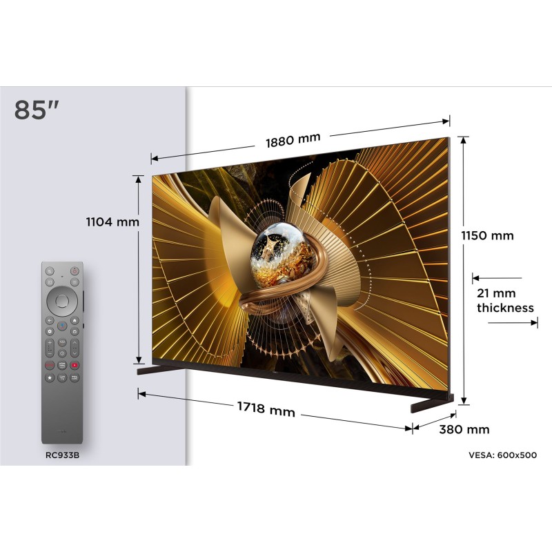 TCL - SQD-MINILED Smart GoogleTV Flat-Thin 85X11L