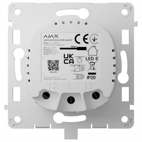 Ajax AJ-LIGHTCORE-DIMMER Rele interruptor de luz inteligente regulable Inalambrico 868 MHz Jeweller - 4823114060953