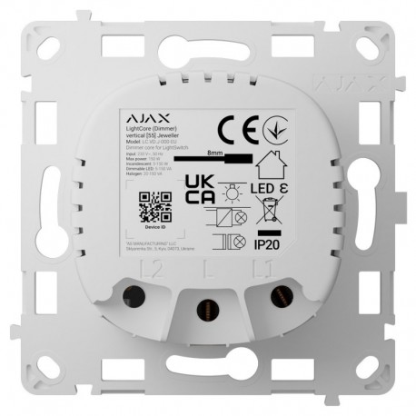 Ajax AJ-LIGHTCORE-DIMMER-VERT Rele interruptor de luz inteligente regulable Inalambrico 868 MHz Jeweller - 4823114060960