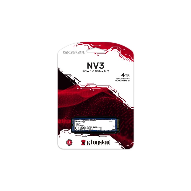 Kingston Technology KIN-SSD M2 NV3 4TB Disco SSD NV3 4 TB M.2 PCI Express 4.0 NVMe 3D NAND - SNV3S/4000G - 0740617346602