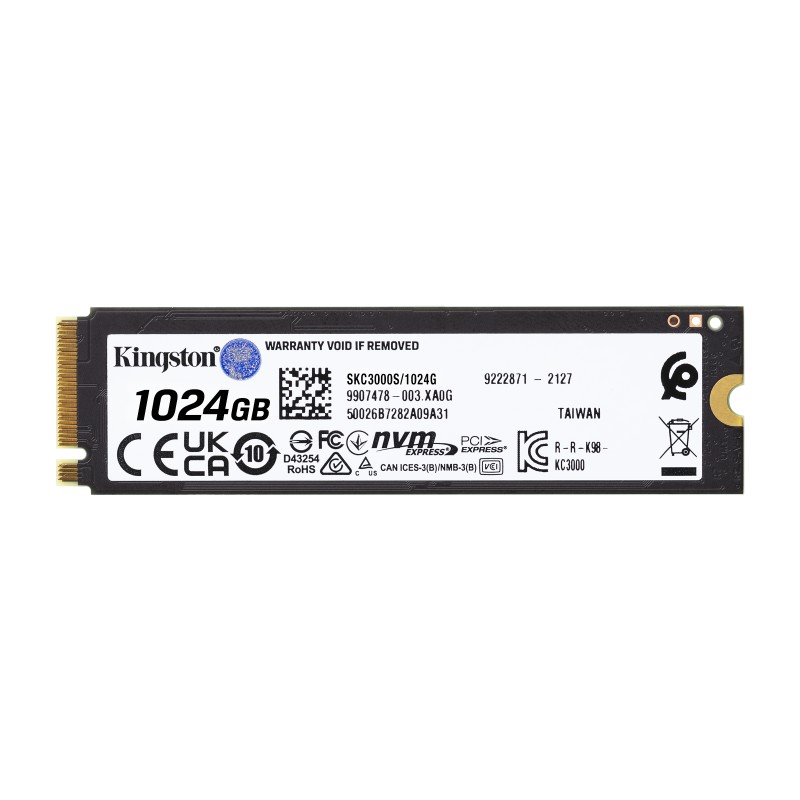 Kingston Technology KIN-SSD SKC3000 1TB DS Disco SSD KC3000 1 TB M.2 PCI Express 4.0 NVMe 3D TLC - SKC3000S/1024G - 0740617324433