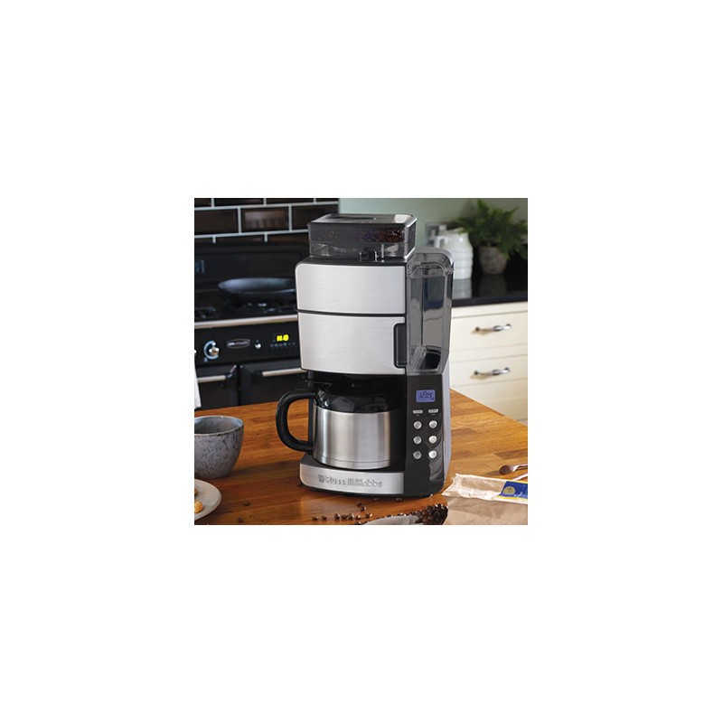Russell Hobbs 25620-56 Grind & Brew Máquina de Café Filtro com Moinho Integrado, Jarro Térmico 1L, 1000W, Preto, Inox - 5038061101744