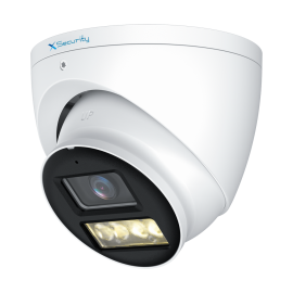 X-Security XS-T744SWA-5P4N1-DL Câmara Turret Analógica 4n1, 5 MP, 2.8 mm, 40 m, 12V DC, IP67, Áudio CVI, Luz híbrida, Metal, Branco - 8435325497792