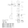OEM POLE-350-D Poste de CCTV em Aço galvanizado, 3.5 m, 2 peças de 1,25 m e 1 base de 1 m, Diâmetro 75 mm, 18.9 kg, IP65, Suportes para PTZ, Bullet e Para-raios, Branco - 9780201379167
