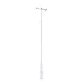 OEM POLE-600-D Poste de CCTV em Aço galvanizado, 6 m, 5 peças de 1,2 m, Diâmetro 87 mm, 46 kg, IP65, Suportes para PTZ, Bullet e Para-raios, Branco