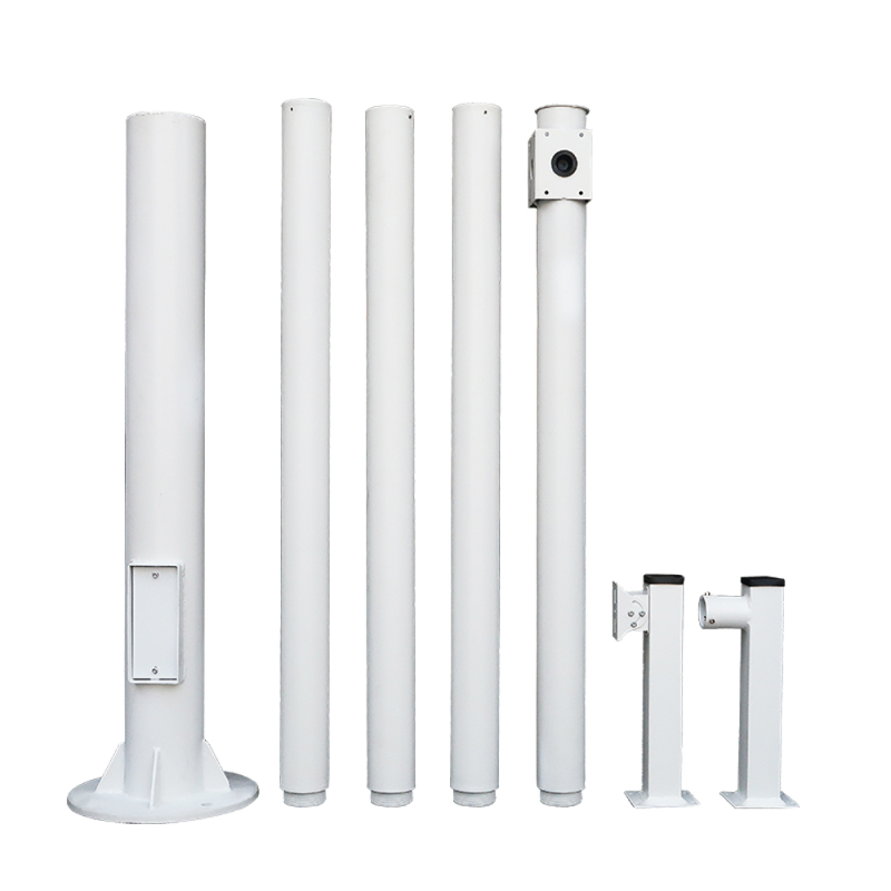 OEM POLE-600-D Poste de CCTV em Aço galvanizado, 6 m, 5 peças de 1,2 m, Diâmetro 87 mm, 46 kg, IP65, Suportes para PTZ, Bullet e Para-raios, Branco