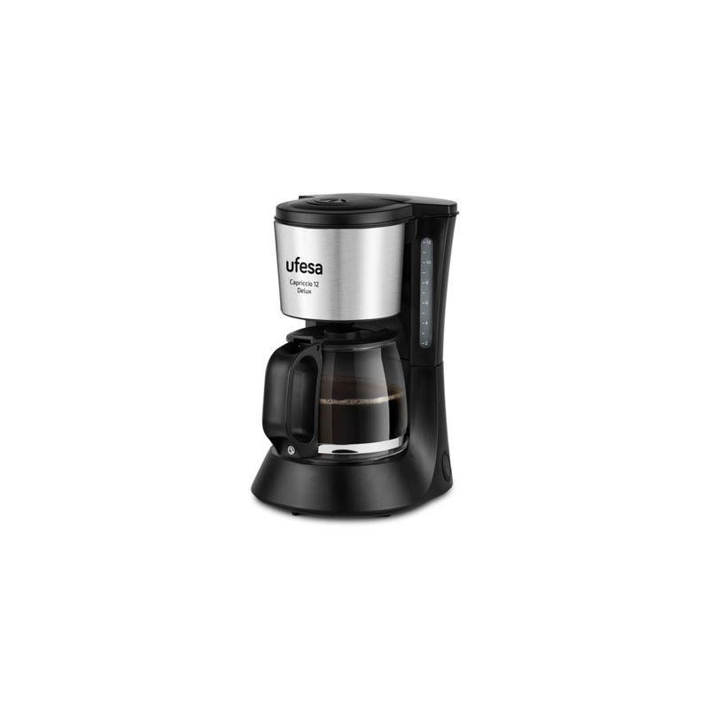 Ufesa CG7115 Capriccio Delux Cafeteira de Filtro Manual, 6 Chávenas, 600 W, Programável, Anti-Gota, Preto, Inox - 71605330 - 8422160053306