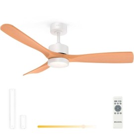 Grunkel SKYSTYLE52 Ventoinha de Teto com Comando, 132 cm, 6 Velocidades, 3 Pás, Temporizador, Luz LED Integrada 18 W, Efeito Madeira - 8426156019512
