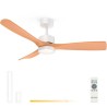 Grunkel SKYSTYLE52 Ventoinha de Teto com Comando, 132 cm, 6 Velocidades, 3 Pás, Temporizador, Luz LED Integrada 18 W, Efeito Madeira - 8426156019512