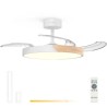 Grunkel SKYDUAL42 Ventoinha de Teto com Comando, 106 cm, 30 W, 6 Velocidades, 4 Pás, Temporizador, Luz LED Integrada 24 W, Branco com Efeito Madeira - 8426156019482