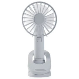 Daewoo DW9015 Ventoinha de Mão, Mini, USB, 5 W, 3 Velocidades, Recarregável, Cabeça Giratória 180°, Base e Mola Integrada, Branco - 8436533800084