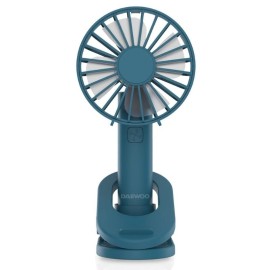 Daewoo DW9016 Ventoinha de Mão, Mini, USB, 5 W, 3 Velocidades, Recarregável, Cabeça Giratória 180°, Base e Mola Integrada, Azul Ardósia - 8436533800091
