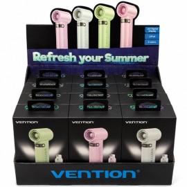 VENTION PBE-PACK2 Pack 12 Ventiladores de Mão, Mini, USB, 100 Velocidades, 17000 RPM, 3000 mAh, Display LED, 4 Cores - 6979823761150