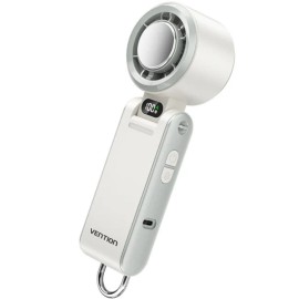 VENTION PBCW0 Ventoinha de Mão, Mini, USB, 100 Velocidades, 13000 RPM, 3000 mAh, Display LED, Dobrável, Branco - 6922794793392