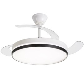 Daewoo DW5009 Ventoinha de Teto com Comando e APP, 106 cm, 30 W, 6 Velocidades, 3 Pás Retrácteis, Temporizador, Luz LED Integrada 35 W Tri-Tom, Branco, Aro Preto - 8436533799951