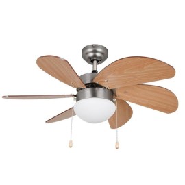Orbegozo CP 15075 N Ventoinha de Teto, 80 cm, 50 W, 3 Velocidades, 6 Pás Madeira, Lâmpada E14 60 W, Níquel - 8436011054879