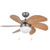 Orbegozo CP 15075 N Ventoinha de Teto, 80 cm, 50 W, 3 Velocidades, 6 Pás Madeira, Lâmpada E14 60 W, Níquel - 8436011054879