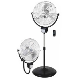 Orbegozo PWS 3050 Ventoinha 2 em 1 (Pé e Parede) com Comando, 50 cm, 120 W, 3 Velocidades, 3 Pás, Temporizador, Altura Regulável, Preto, Inox - 8436044538070