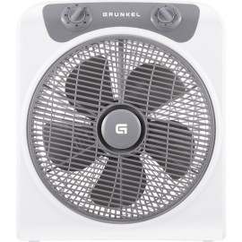 Grunkel Box Fan Ventoinha de Chão, 30 cm, 45 W, 3 Velocidades, 5 Pás, Temporizador, Branco, Cinzento - 8426156017037