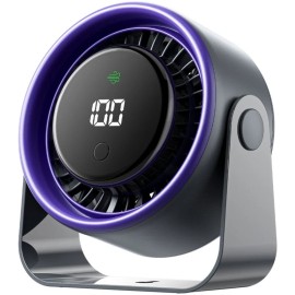 VENTION PBJH0-PRO Desktop Air Circulation Fan, Ventoinha de Mesa, Portátil, USB, 10 W, 3 Velocidades, 2500 RPM, 4500 mAh, Display LED, Cinzento Escuro, Roxo - 6922794769953