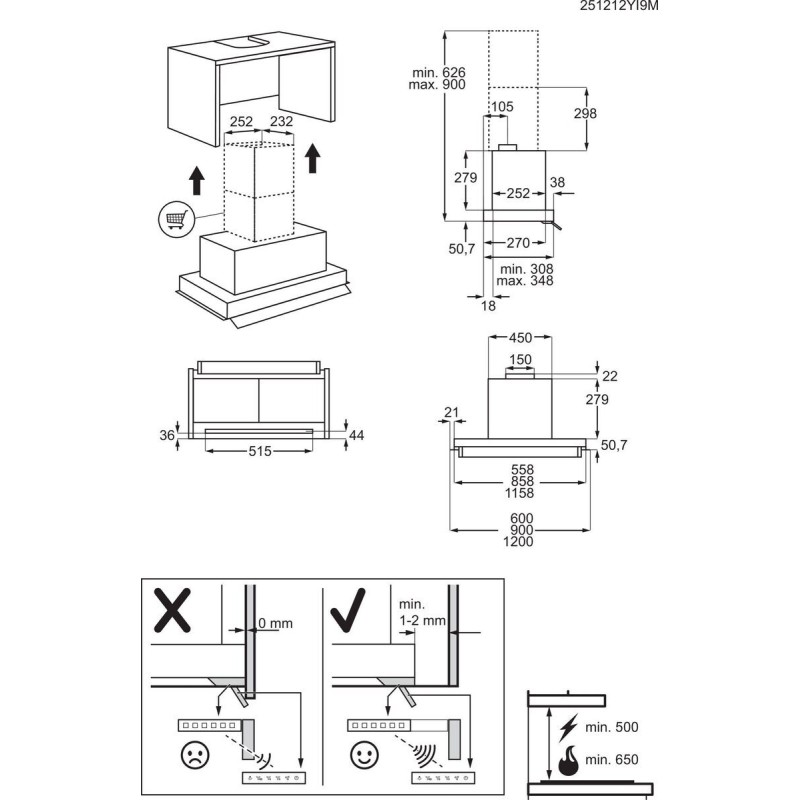 AEG Série 6000 GDE689HM Exaustor de Encastre, Hob2Hood, 750 m3/h, 90 cm, Inox - 7333394121871