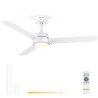 Grunkel SKYEASY47 Ventoinha de Teto com Comando, 119 cm, 30 W, 6 Velocidades, 3 Pás, Temporizador, Luz LED Integrada 18 W Regulável, Branco - 8426156019499
