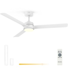 Grunkel SKYEASY52 Ventoinha de Teto com Comando, 132 cm, 30 W, 6 Velocidades, 3 Pás, Temporizador, Luz LED Integrada 18 W Regulável, Branco - 8426156019505