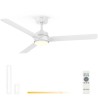 Grunkel SKYEASY52 Ventoinha de Teto com Comando, 132 cm, 30 W, 6 Velocidades, 3 Pás, Temporizador, Luz LED Integrada 18 W Regulável, Branco - 8426156019505