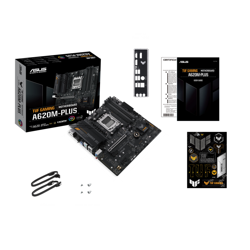 ASUS TUF GAMING A620M-PLUS Motherboard AMD A620 Socket AM5 DDR5 micro ATX PCIe 4.0 M.2 - 90MB1EZ0-M0EAY0 - 4711387164303