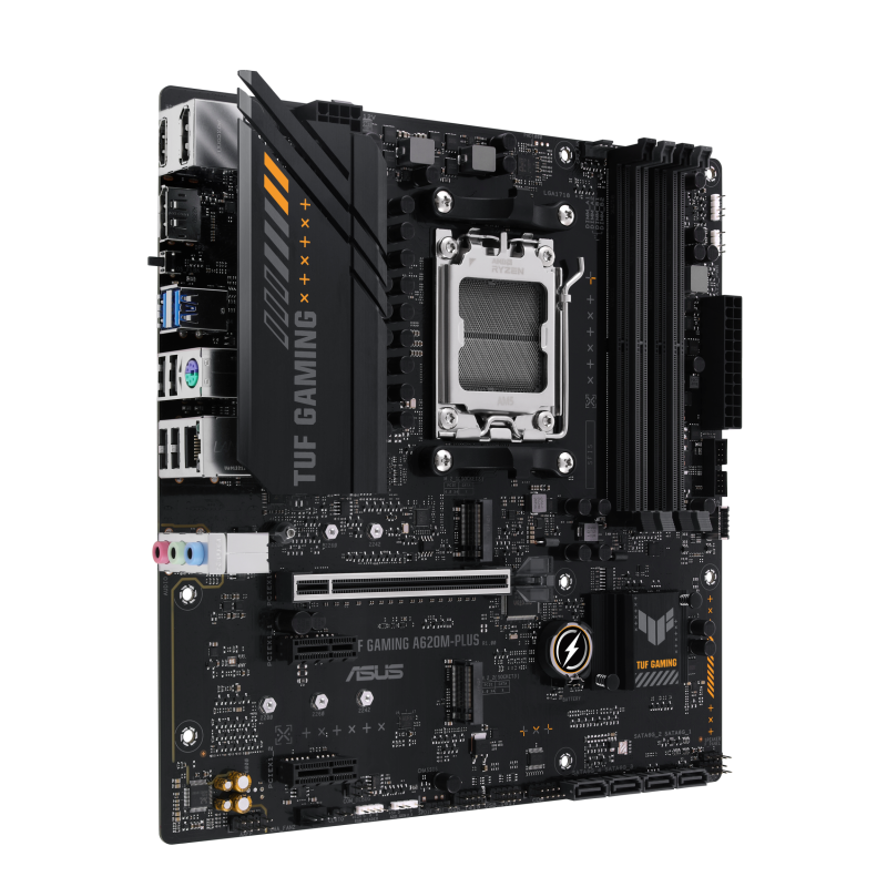ASUS TUF GAMING A620M-PLUS Motherboard AMD A620 Socket AM5 DDR5 micro ATX PCIe 4.0 M.2 - 90MB1EZ0-M0EAY0 - 4711387164303